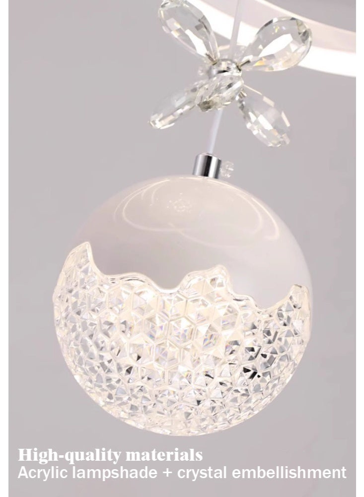 An LED chandelier decorated with crystals, with three adjustable lighting colors, controlled by remote control/switch, adjustable in height, suitable for above the dining table, bedroom, study, and living room. - Image 5